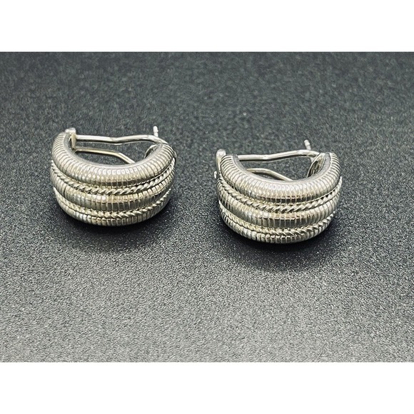 Judith Ripka Sterling Silver 12MM Hoop Earrings 925 Signed - Picture 5 of 8